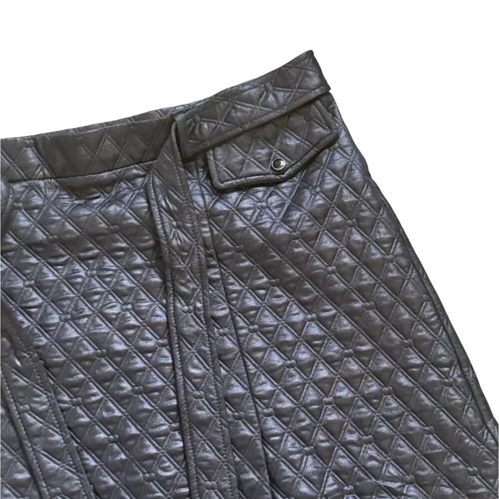 Carole Wren Pleated Quilted Skirt-Black-Size L-GUC